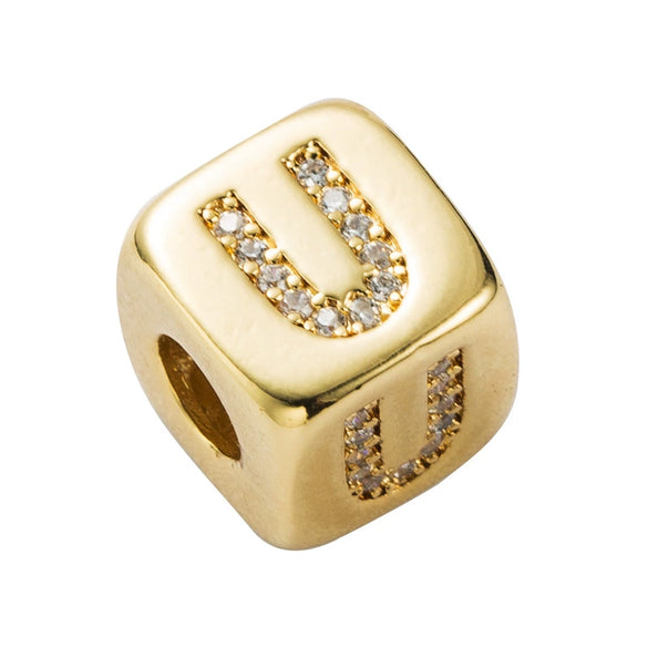 Bracelet Brass Letter Zircon Inlaid Women's