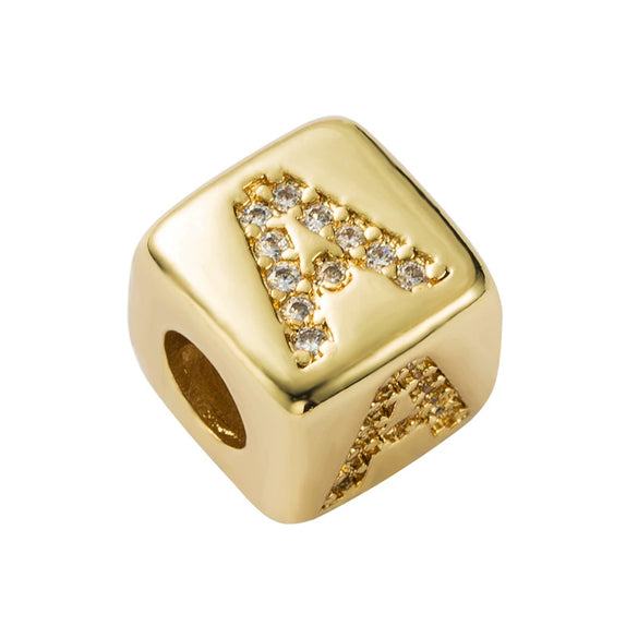Bracelet Brass Letter Zircon Inlaid Women's