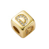 Bracelet Brass Letter Zircon Inlaid Women's