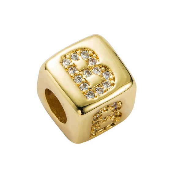 Bracelet Brass Letter Zircon Inlaid Women's