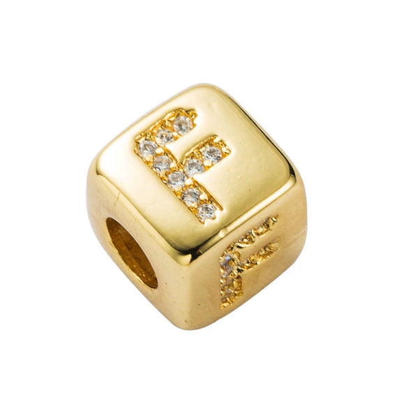 Bracelet Brass Letter Zircon Inlaid Women's