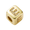 Bracelet Brass Letter Zircon Inlaid Women's