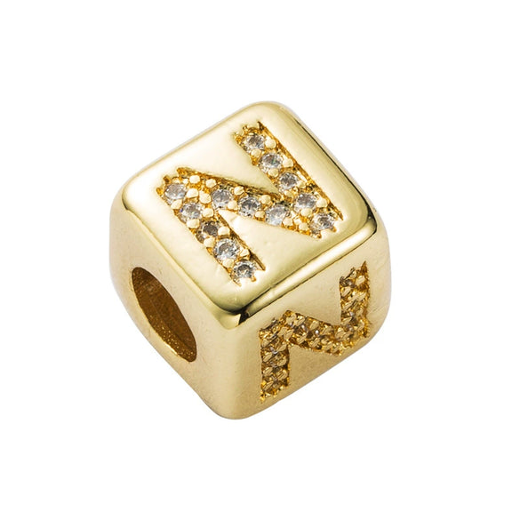 Bracelet Brass Letter Zircon Inlaid Women's