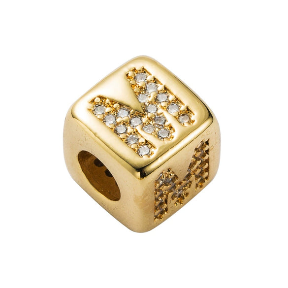 Bracelet Brass Letter Zircon Inlaid Women's