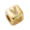 Bracelet Brass Letter Zircon Inlaid Women's