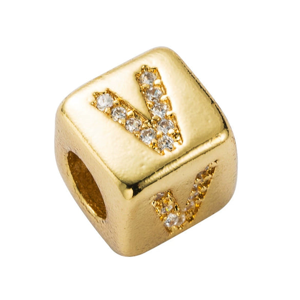 Bracelet Brass Letter Zircon Inlaid Women's