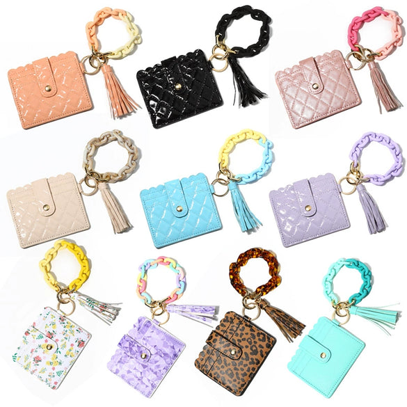 Bracelet Card Holder Key Chain Silicone Acrylic Geometric Handmade