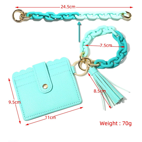 Bracelet Card Holder Key Chain Silicone Acrylic Geometric Handmade