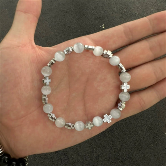 Bracelet Cat's Eye Geometric Cross Handmade Unisex