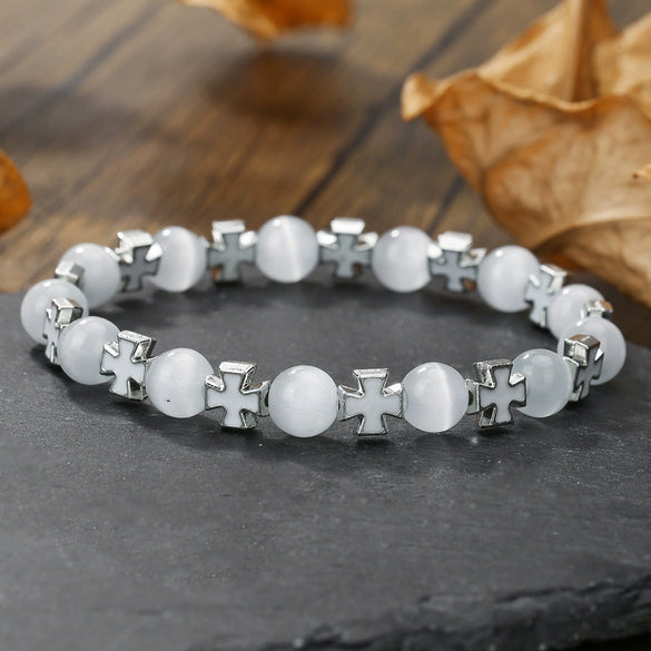Bracelet Cat's Eye Geometric Cross Handmade Unisex