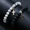 Bracelet Cinnabar Volcanic Stone Cross Pendant Handmade Trendy Unisex
