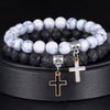 Bracelet Cinnabar Volcanic Stone Cross Pendant Handmade Trendy Unisex