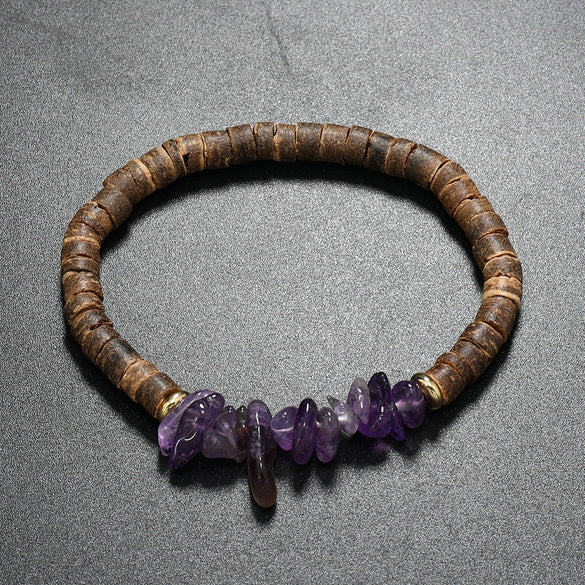 Bracelet Coconut Shell Turquoise Geometric Retro Handmade Unisex