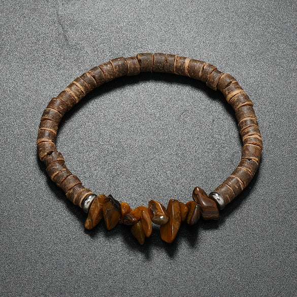 Bracelet Coconut Shell Turquoise Geometric Retro Handmade Unisex