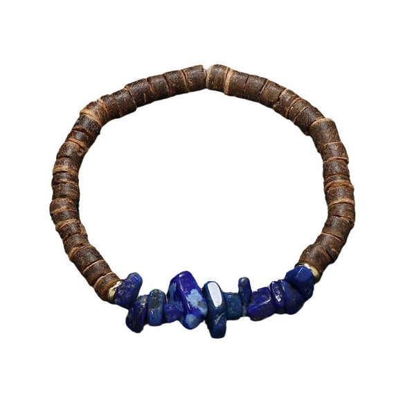 Bracelet Coconut Shell Turquoise Geometric Retro Handmade Unisex
