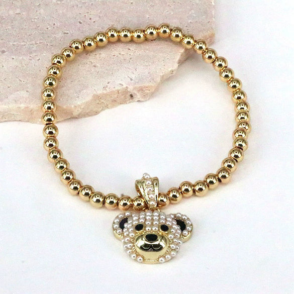 Bracelet Copper Beads Microinlaid Pearl Gold Plated Animal Zodiac Electroplating Style For Women