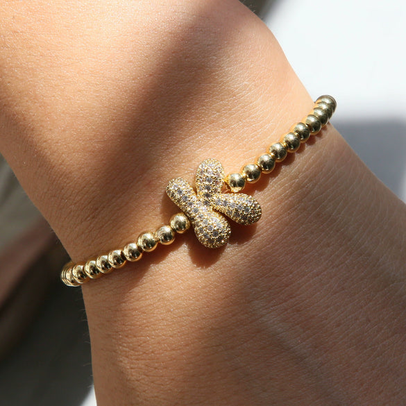 Bracelet Copper Electroplating Letters Numbers Text Beaded Rope Women's