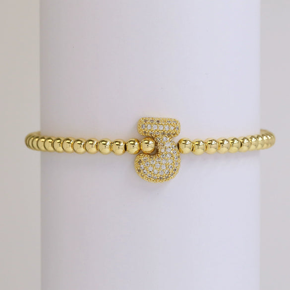 Bracelet Copper Electroplating Letters Numbers Text Beaded Rope Women's