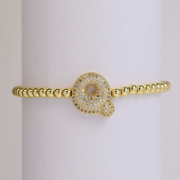 Bracelet Copper Electroplating Letters Numbers Text Beaded Rope Women's