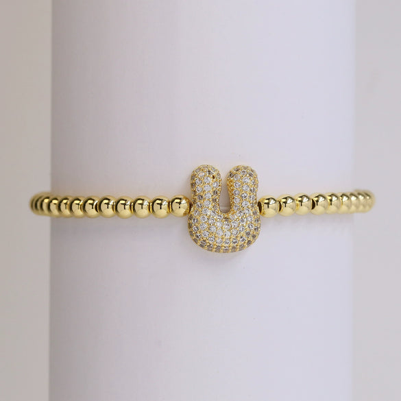 Bracelet Copper Electroplating Letters Numbers Text Beaded Rope Women's
