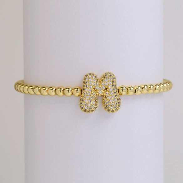 Bracelet Copper Electroplating Letters Numbers Text Beaded Rope Women's
