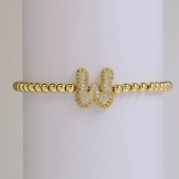 Bracelet Copper Electroplating Letters Numbers Text Beaded Rope Women's