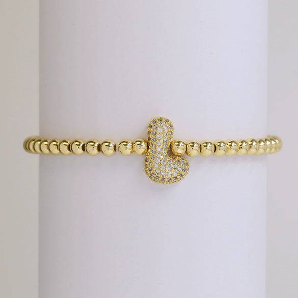 Bracelet Copper Electroplating Letters Numbers Text Beaded Rope Women's