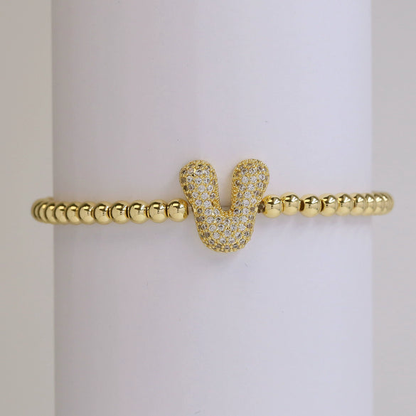 Bracelet Copper Electroplating Letters Numbers Text Beaded Rope Women's