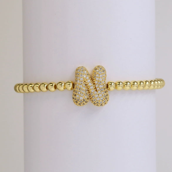 Bracelet Copper Electroplating Letters Numbers Text Beaded Rope Women's