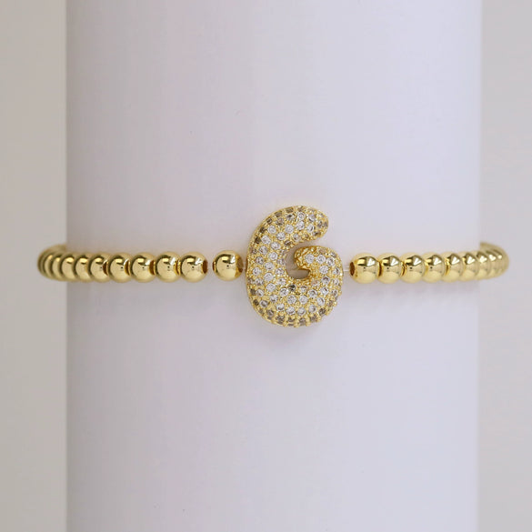 Bracelet Copper Electroplating Letters Numbers Text Beaded Rope Women's