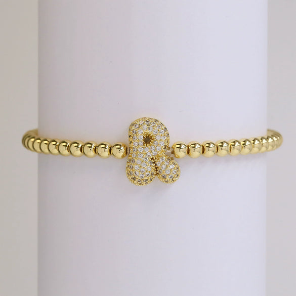 Bracelet Copper Electroplating Letters Numbers Text Beaded Rope Women's