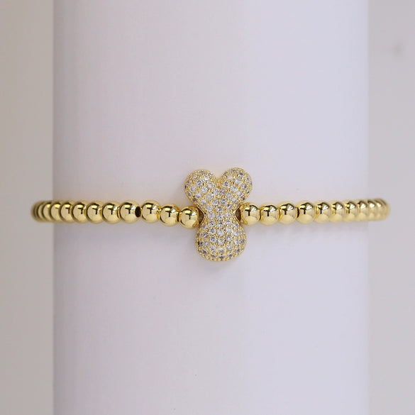 Bracelet Copper Electroplating Letters Numbers Text Beaded Rope Women's