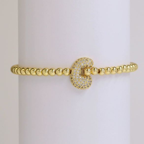 Bracelet Copper Electroplating Letters Numbers Text Beaded Rope Women's