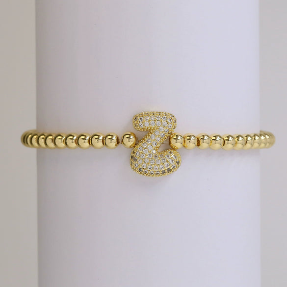 Bracelet Copper Electroplating Letters Numbers Text Beaded Rope Women's
