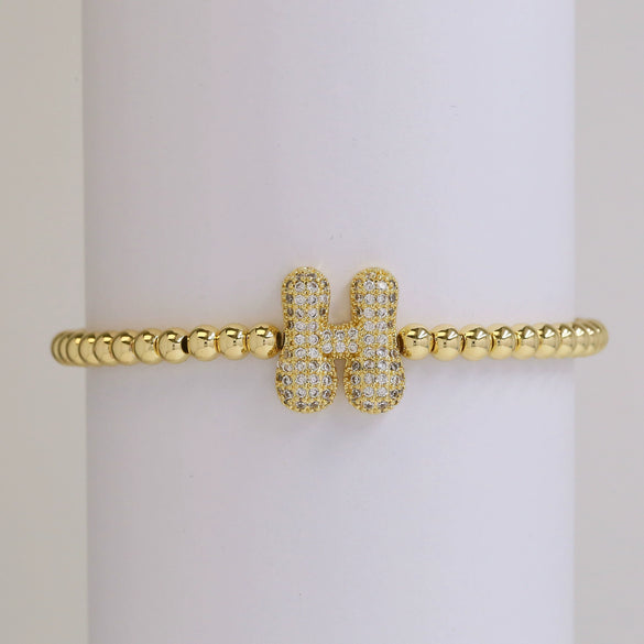Bracelet Copper Electroplating Letters Numbers Text Beaded Rope Women's