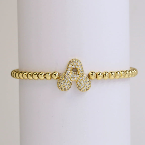 Bracelet Copper Electroplating Letters Numbers Text Beaded Rope Women's