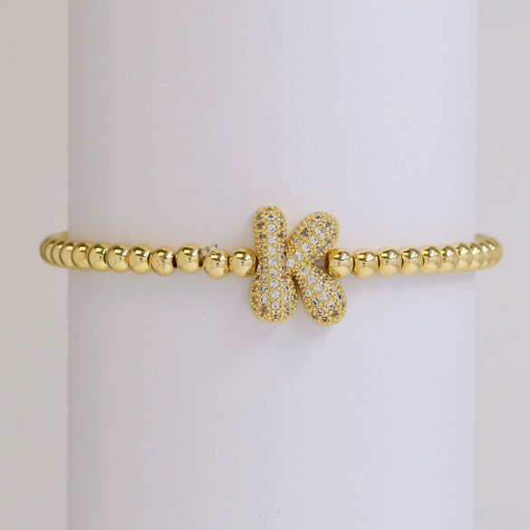 Bracelet Copper Electroplating Letters Numbers Text Beaded Rope Women's