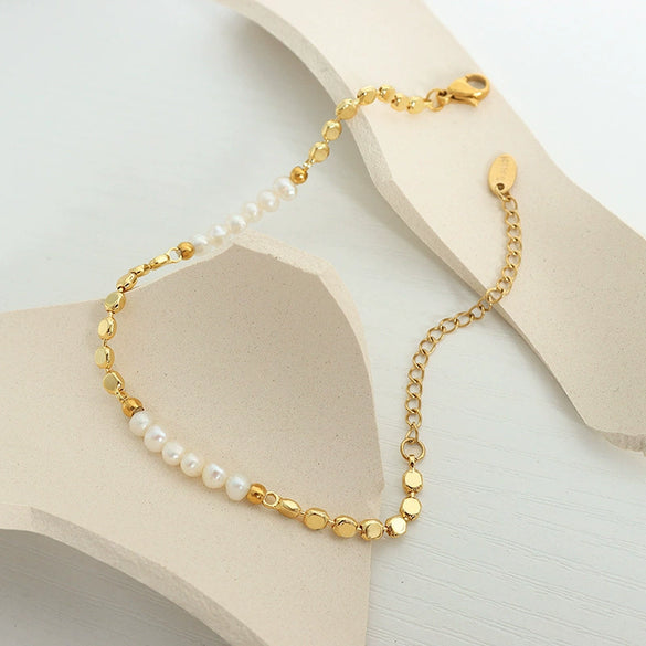 Bracelet Copper Freshwater Pearl Geometric Electroplating Women's Jewelry