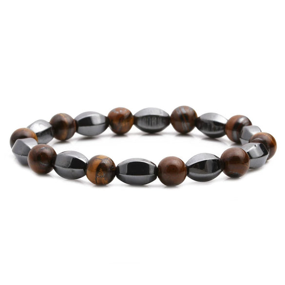 Bracelet Copper Geometric Handmade Unisex Tiger's Eye Cut Black Stone