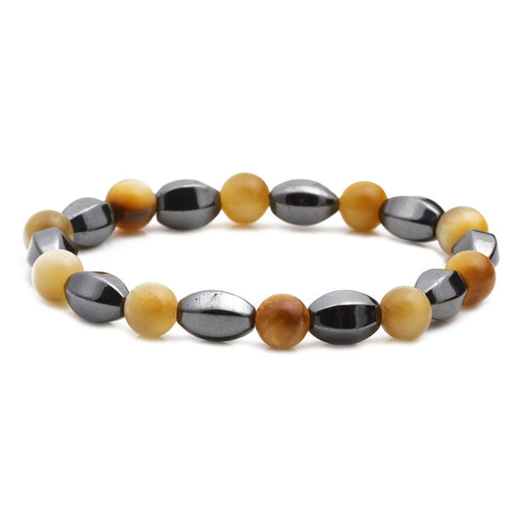 Bracelet Copper Geometric Handmade Unisex Tiger's Eye Cut Black Stone