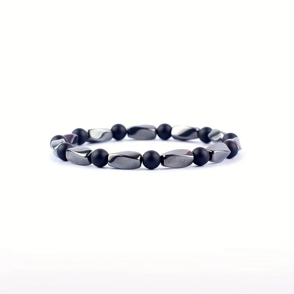 Bracelet Copper Geometric Handmade Unisex Tiger's Eye Cut Black Stone