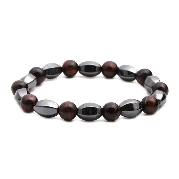 Bracelet Copper Geometric Handmade Unisex Tiger's Eye Cut Black Stone