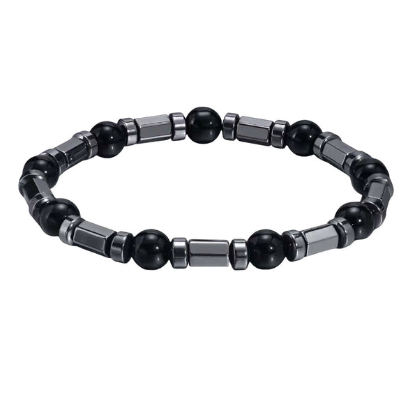 Bracelet Copper Geometric Handmade Unisex Tiger's Eye Cut Black Stone