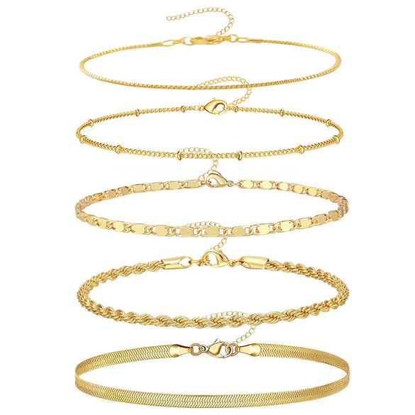 Bracelet Copper Gold Plated Geometric Twist Multilayer Chain Unisex