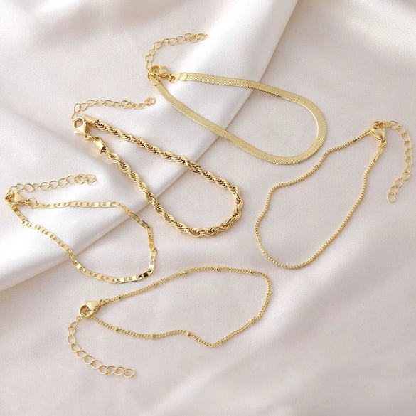 Bracelet Copper Gold Plated Geometric Twist Multilayer Chain Unisex
