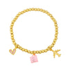 Bracelet Copper Goldplated Artificial Gemstones Semiprecious Stones Heart Pendant