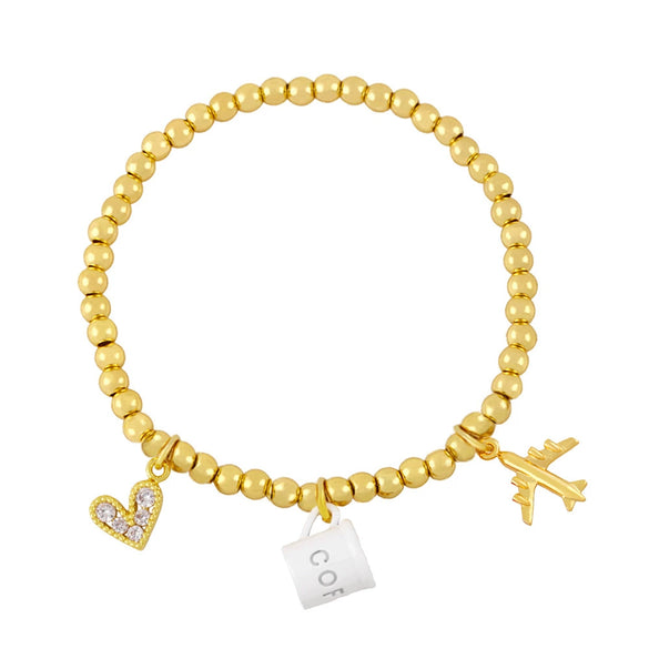 Bracelet Copper Goldplated Artificial Gemstones Semiprecious Stones Heart Pendant