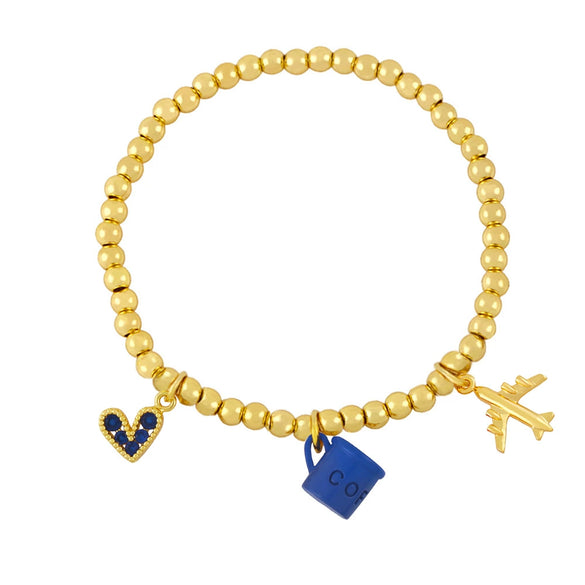 Bracelet Copper Goldplated Artificial Gemstones Semiprecious Stones Heart Pendant