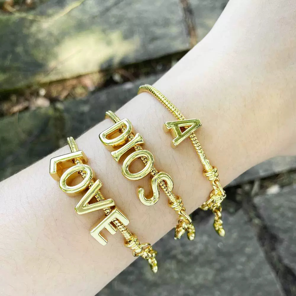 Bracelet Copper Goldplated Letter Pattern Simple Style – GoodDiy