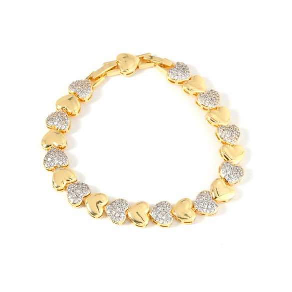 Bracelet Copper Heart Shape Geometric Leaf Inlaid Zirconium Electroplating Women